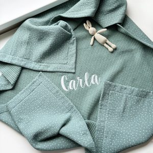 Personalized Muslin Blanket Embroidered Name, Soft and Cozy for Baby