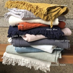 Personalized Muslin Throw Blanket Embroidered Message, Monogrammed Comfort