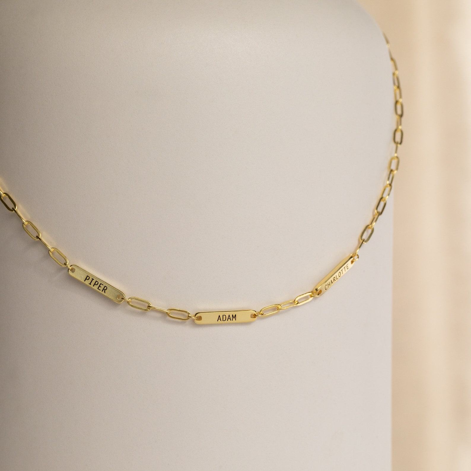 Personalized Name Bar Necklace Engrave Your Love on a Timeless Paperclip Chain