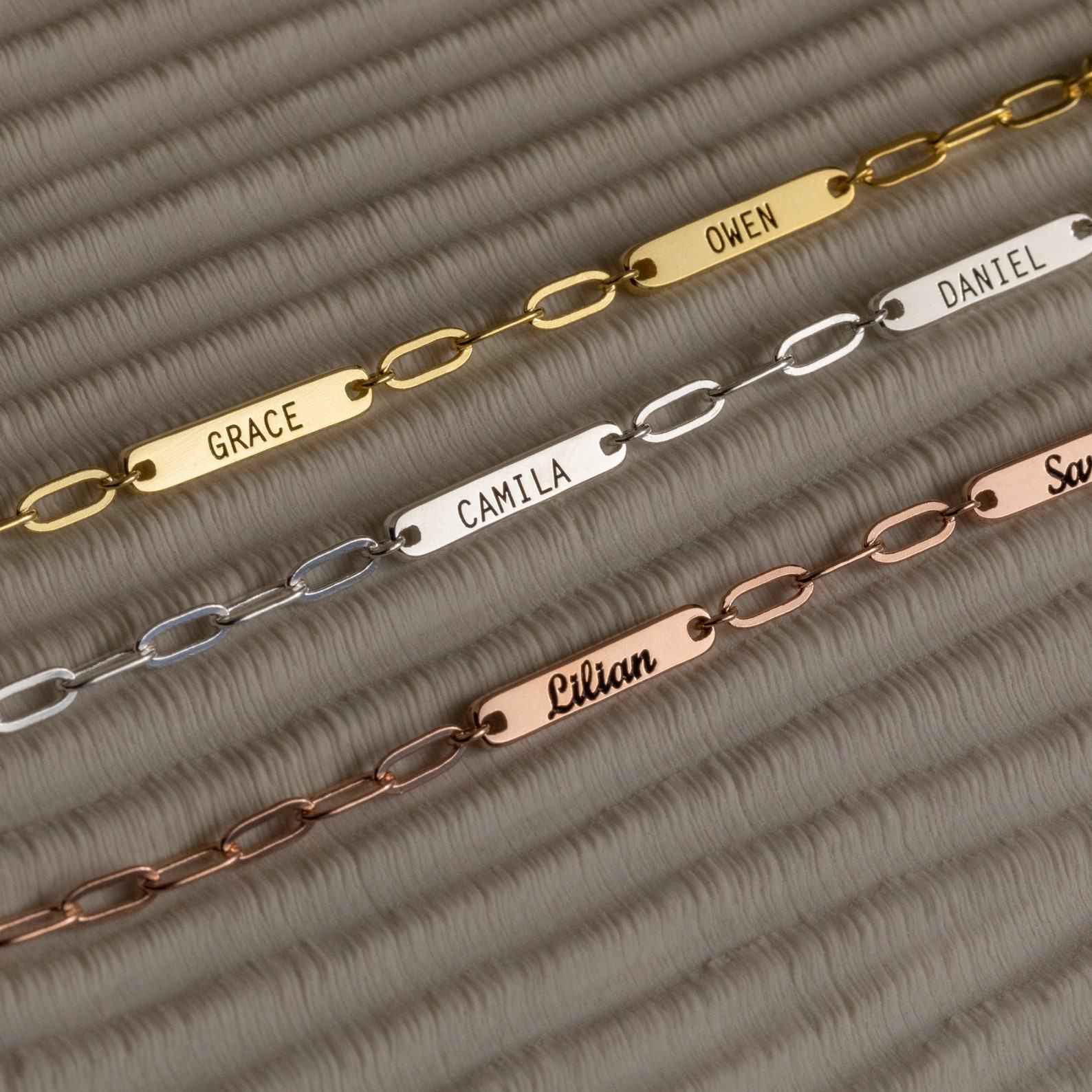 Personalized Name Bar Necklace Engrave Your Love on a Timeless Paperclip Chain