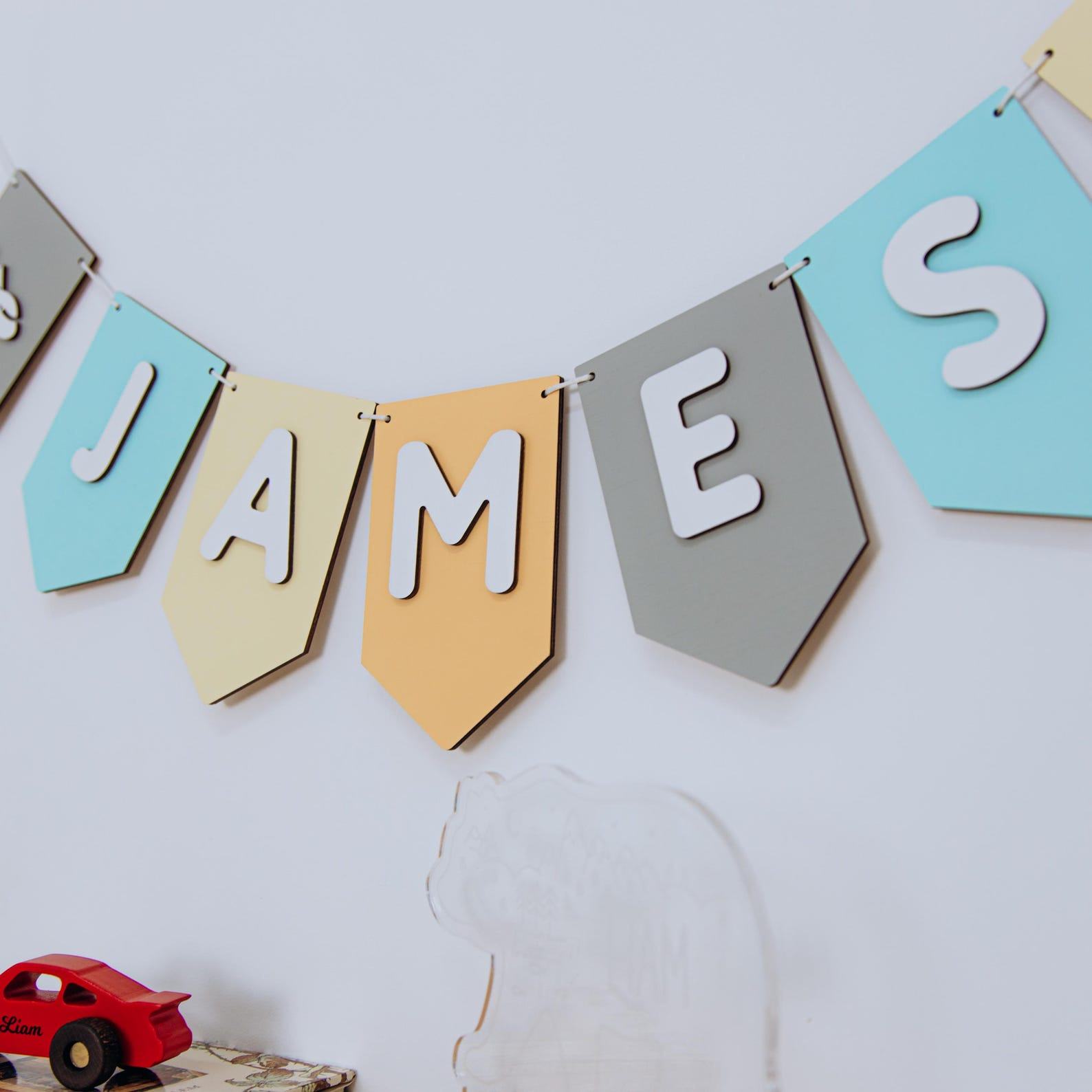 Personalized Name Nursery Garland  Custom Baby Name Banner – Unique Baby Shower & Christening Decor