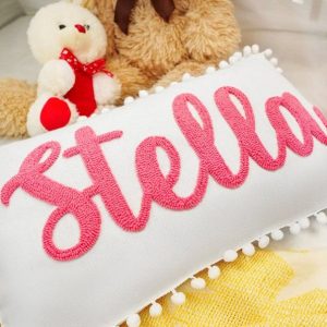 Personalized Name Punch Needle Pillow A Cherished Keepsake for Little Ones
