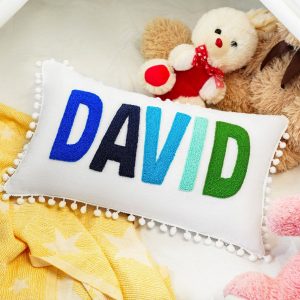 Personalized Name Punch Needle Pillow A Cherished Keepsake for Little Ones