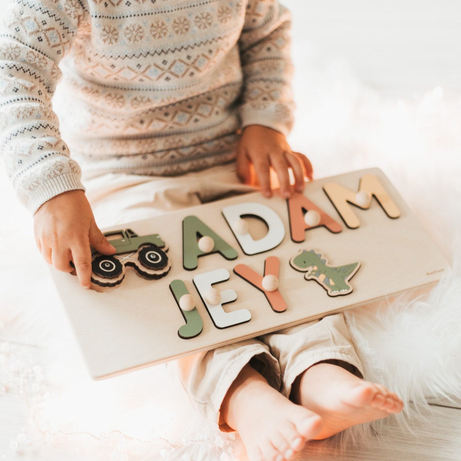 Personalized Name Puzzle – 1st Birthday Present for Baby Girl | BusyPuzzle Wooden Toy