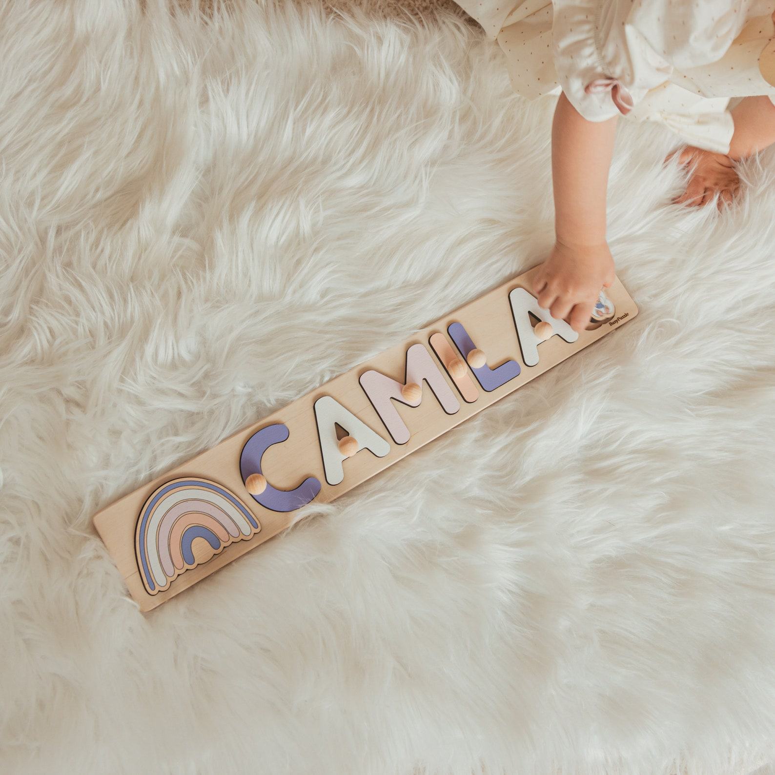 Personalized Name Puzzle – First Birthday Present for Baby – Custom Wooden Toy