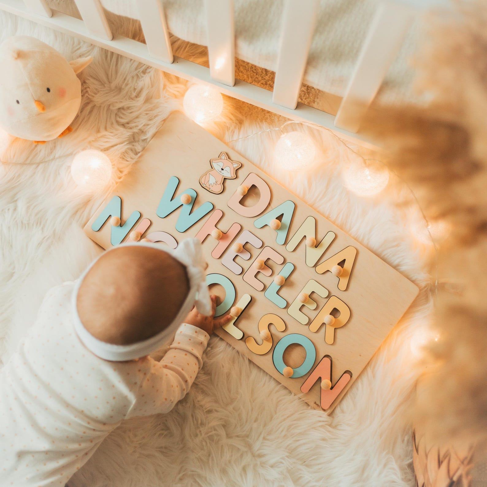 Personalized Name Puzzle – Montessori Toy, Baby Shower Present, Easter Basket Stuffer, Nursery Decor – Handmade Wooden Toy