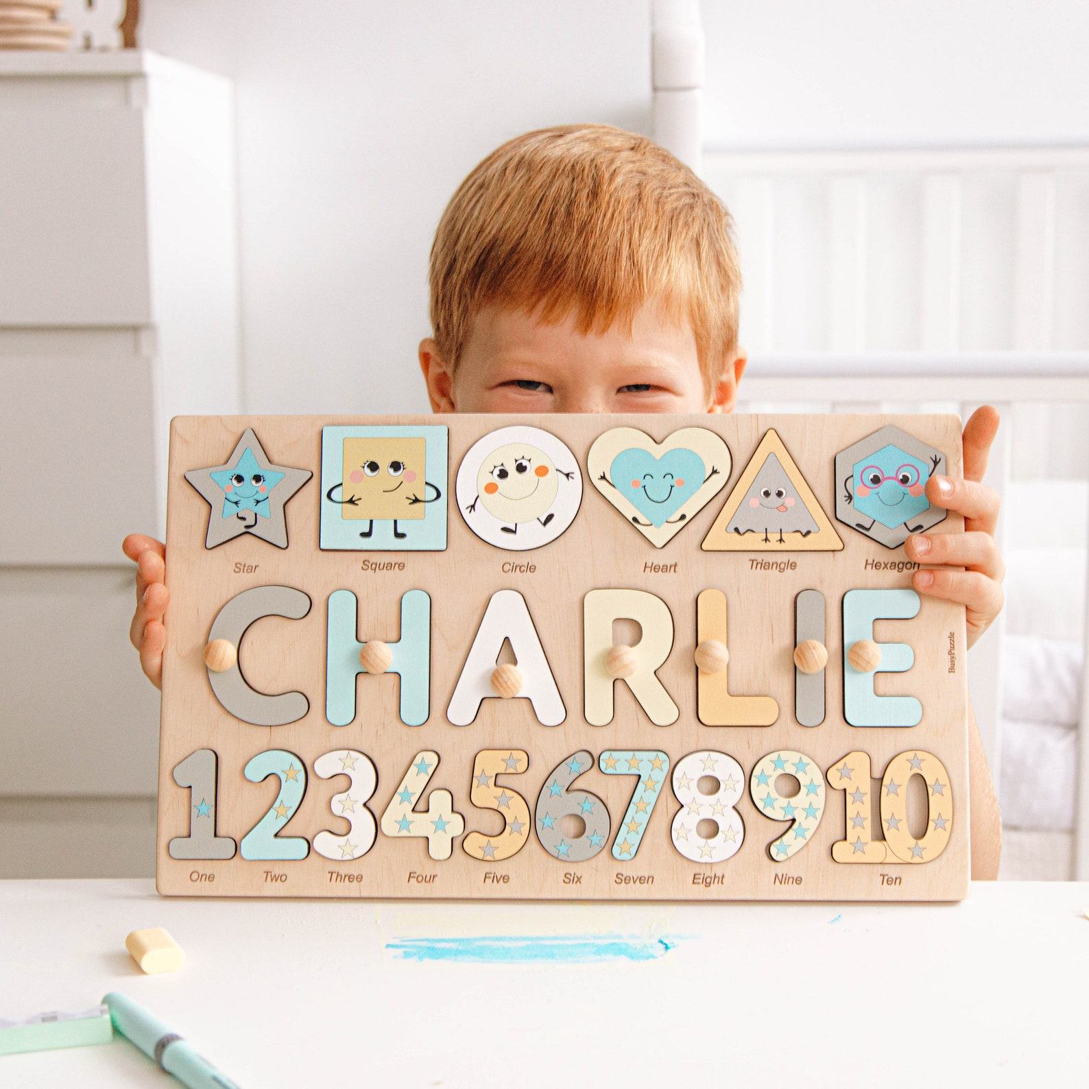 Personalized Name Puzzle – Montessori Wooden Toy for 1-3 Year Olds – Custom Birthday & Easter Present