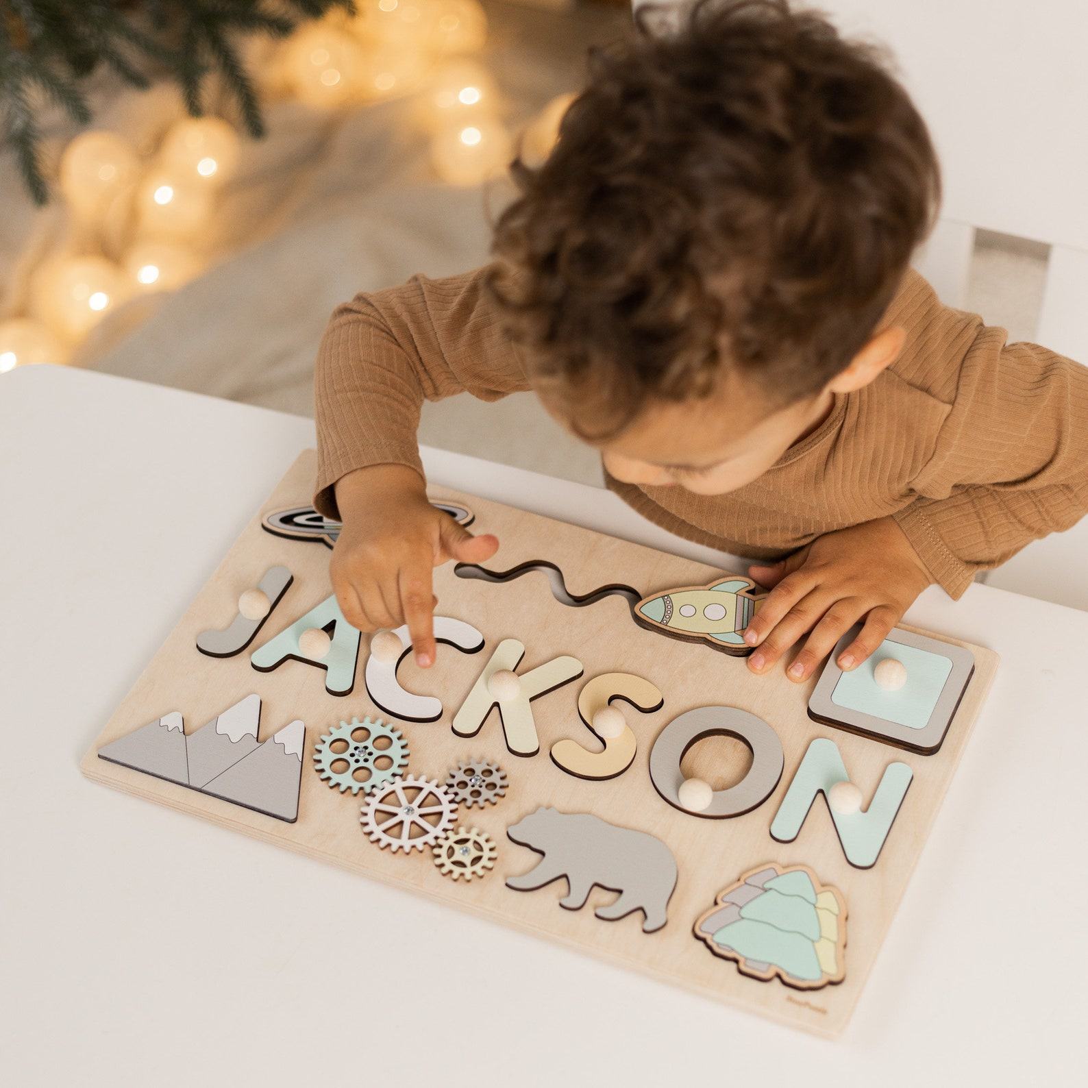 Personalized Name Puzzle – Montessori Wooden Toy for Baby, Easter & Birthday Present