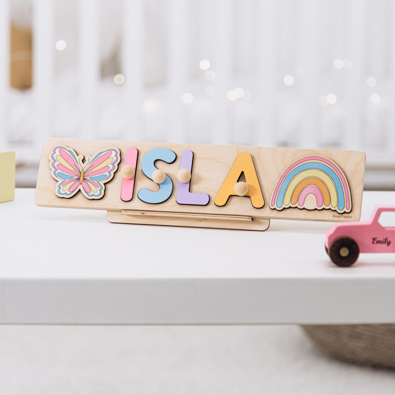Personalized Name Puzzle  Baby’s First Christmas Montessori Wooden Toy Present