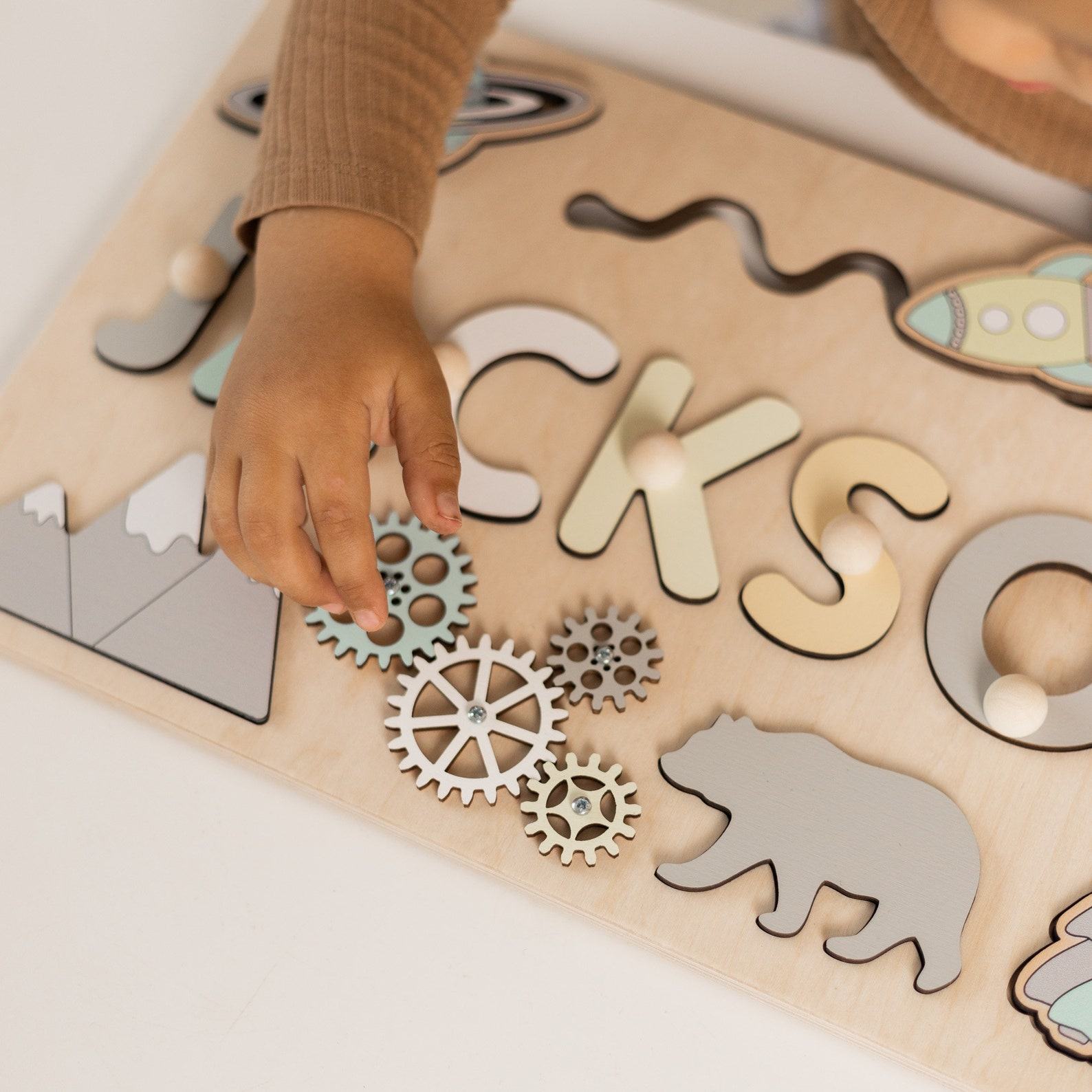 Personalized Name Puzzle Busy Board for Baby Girl – Montessori Toy, 1st Birthday & Christmas Present