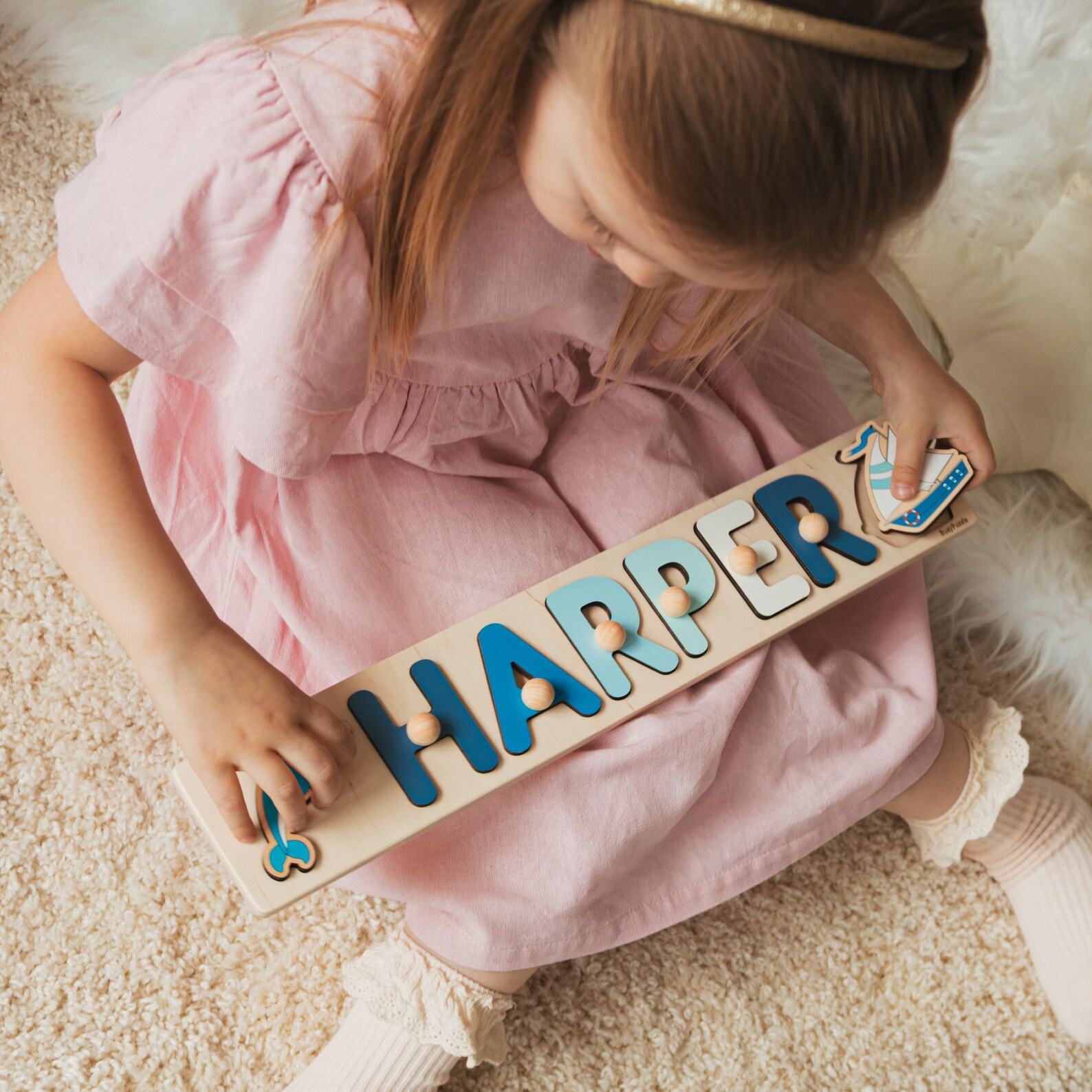 Personalized Name Puzzle  Custom Montessori Toy for Baby Shower & First Birthday