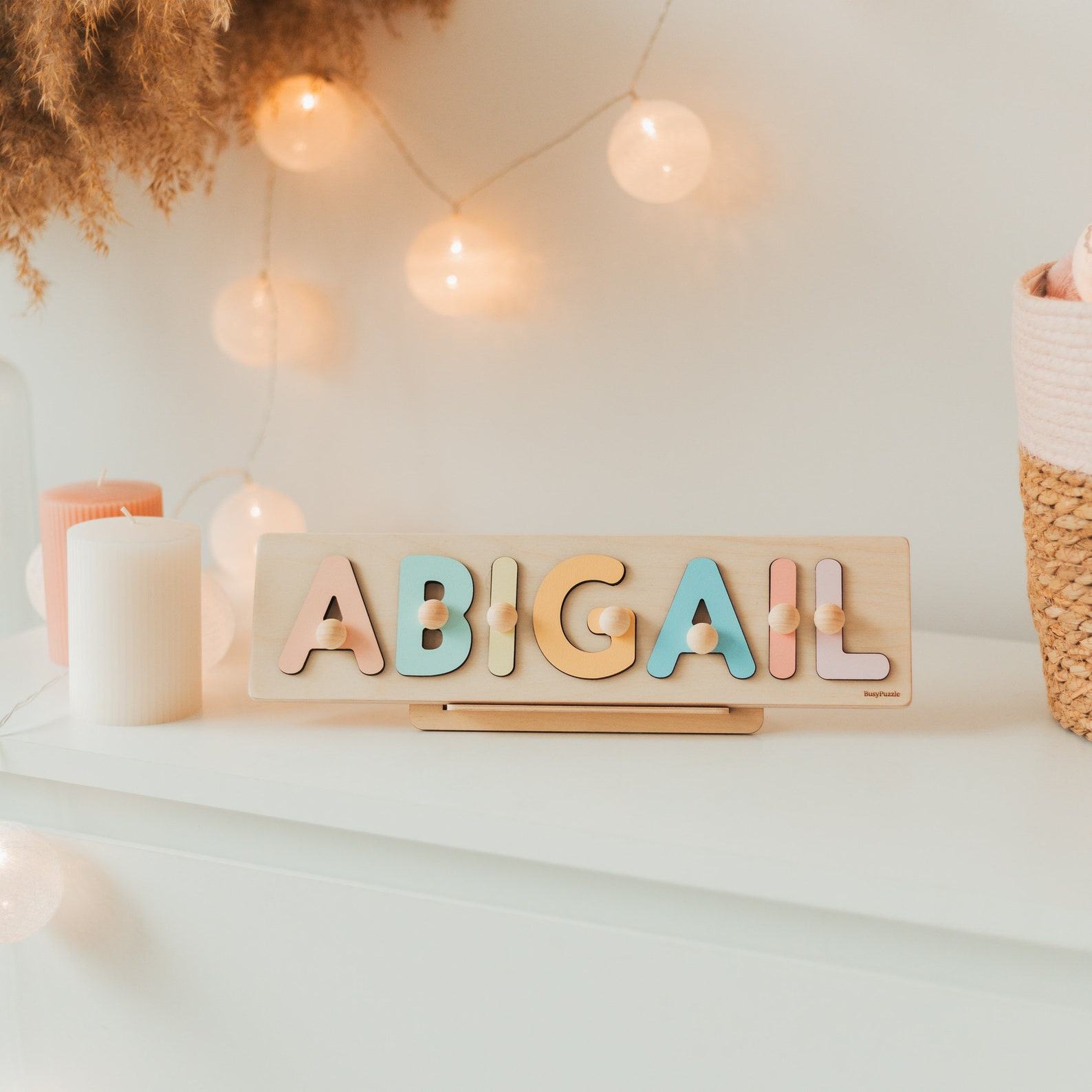 Personalized Name Puzzle for Baby Boy – Wooden Montessori Toy, Christmas Present & Nursery Decor