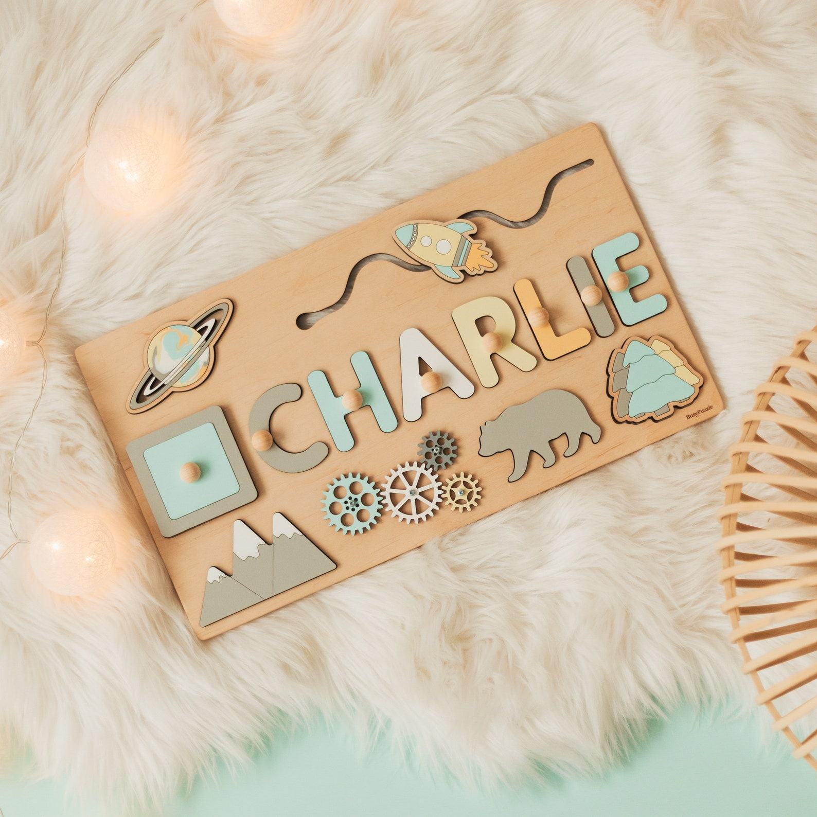 Personalized Name Puzzle for Baby Girl – Wooden Toy, 1st Birthday & Easter Present