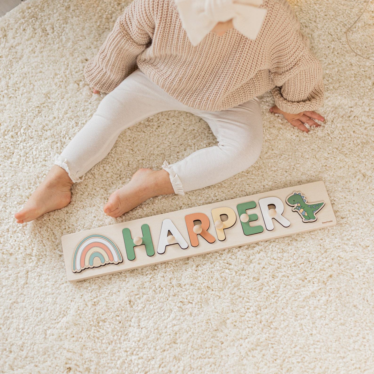Personalized Name Puzzle for Toddlers – Montessori Wooden Toy, Baby Shower Present & 1st Birthday Present