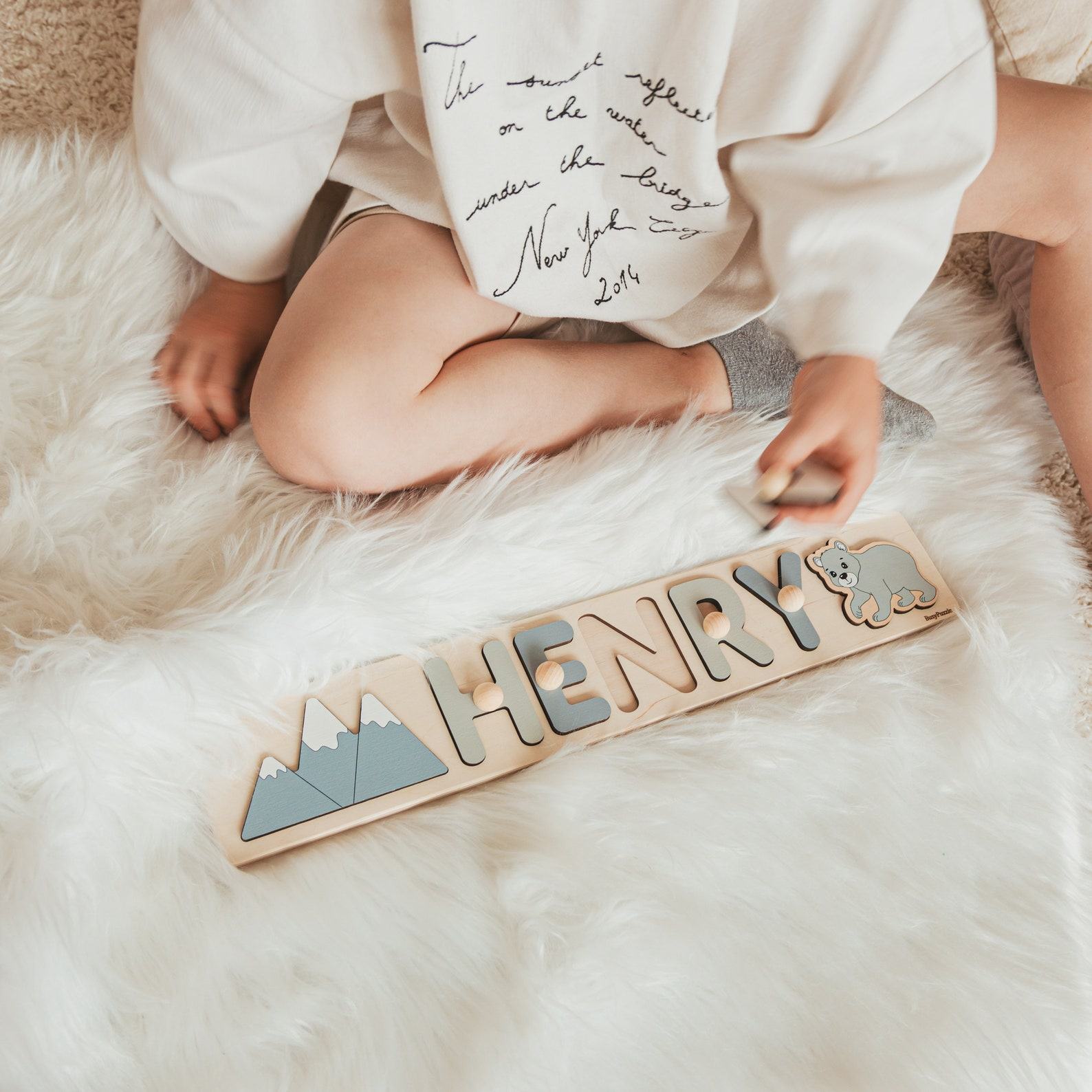 Personalized Name Puzzle Montessori Toy for Toddlers, Nursery Decor, and Baby Shower Item