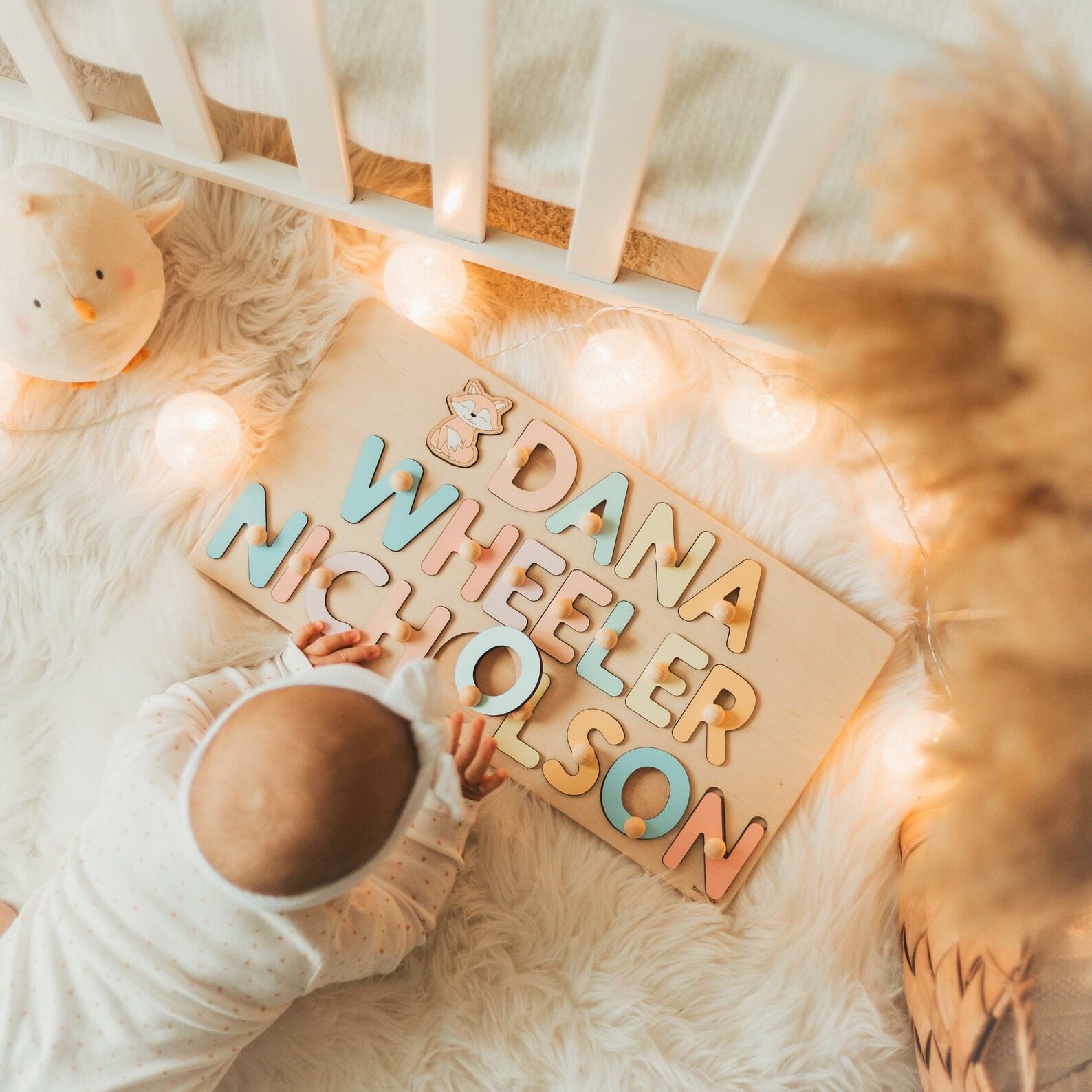 Personalized Name Puzzle  Montessori Wooden Toy – Unique Baby Shower, Baptism & Easter Present