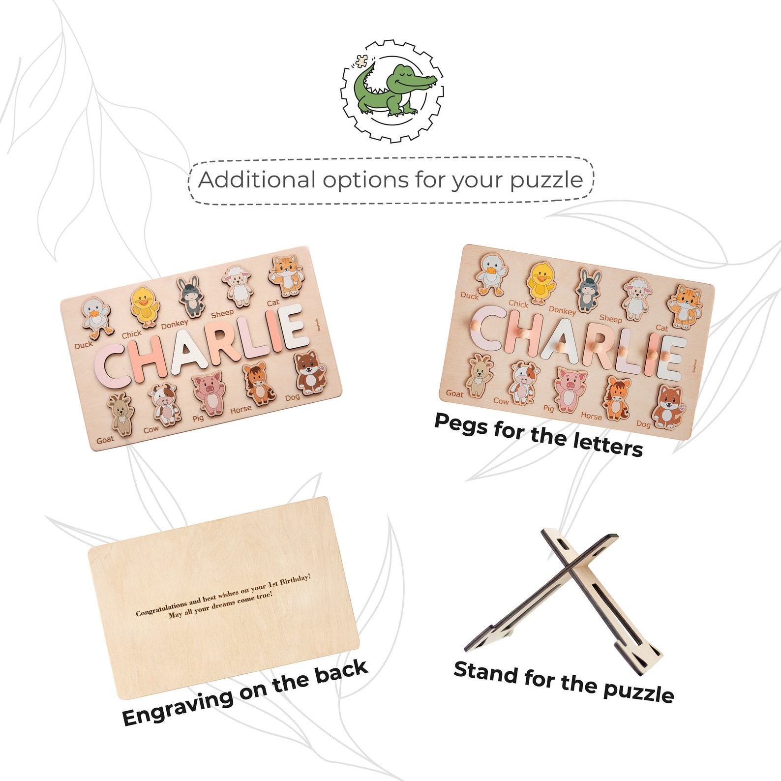 Personalized Name Puzzle Montessori Wooden Toy for Toddlers, Perfect for Birthdays, Baptisms, and Christmas