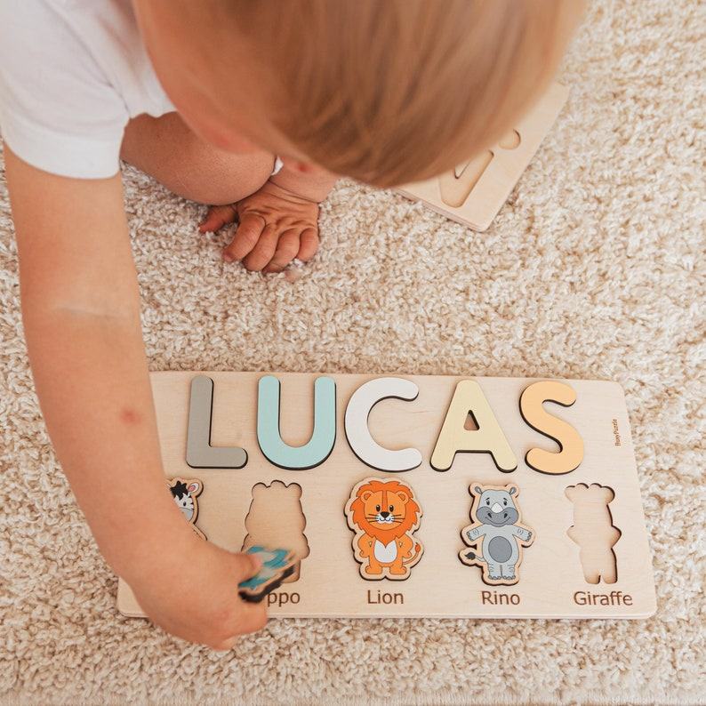 Personalized Name Puzzle Montessori Wooden Toy for Toddlers, Perfect for Birthdays, Baptisms, and Christmas