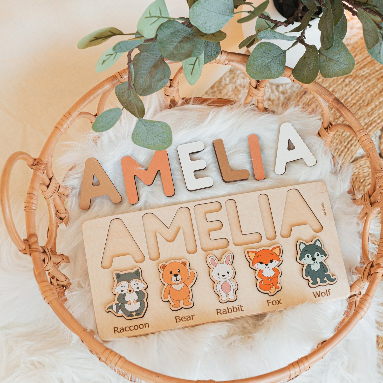 Personalized Name Puzzle Montessori Wooden Toy for Toddlers, Perfect for Birthdays, Baptisms, and Christmas