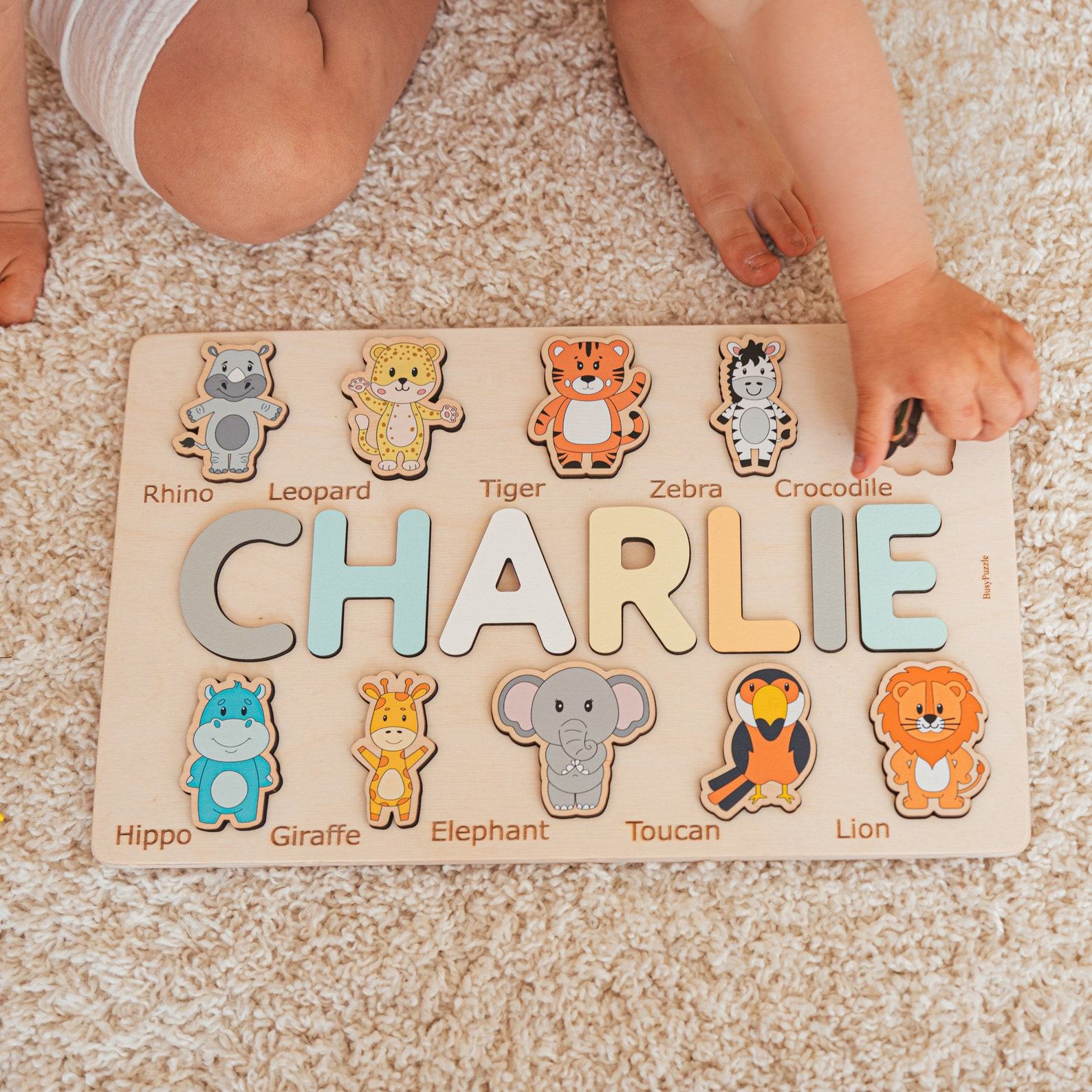 Personalized Name Puzzle Montessori Wooden Toy for Toddlers, Perfect for Birthdays, Baptisms, and Christmas