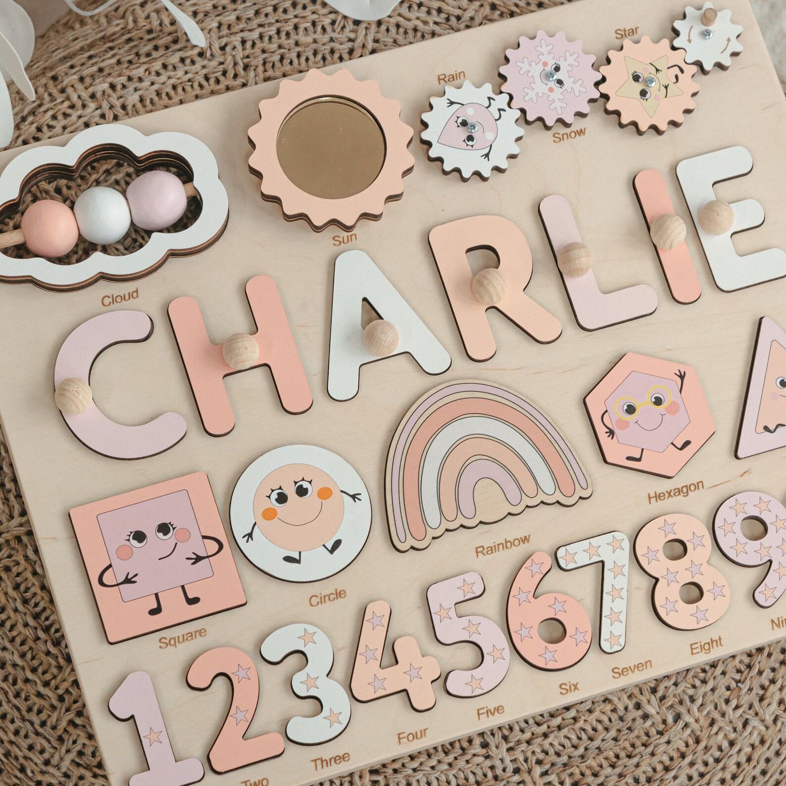 Personalized Name Puzzle Toy – Handmade Sensory Busy Board for Toddlers & Kids