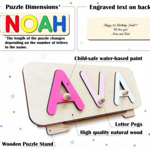 Personalized Name Puzzle with Pegs A Cherished Keepsake for First Christmas and Birthdays