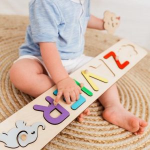 Personalized Name Puzzle with Pegs A Cherished Keepsake for First Christmas and Birthdays