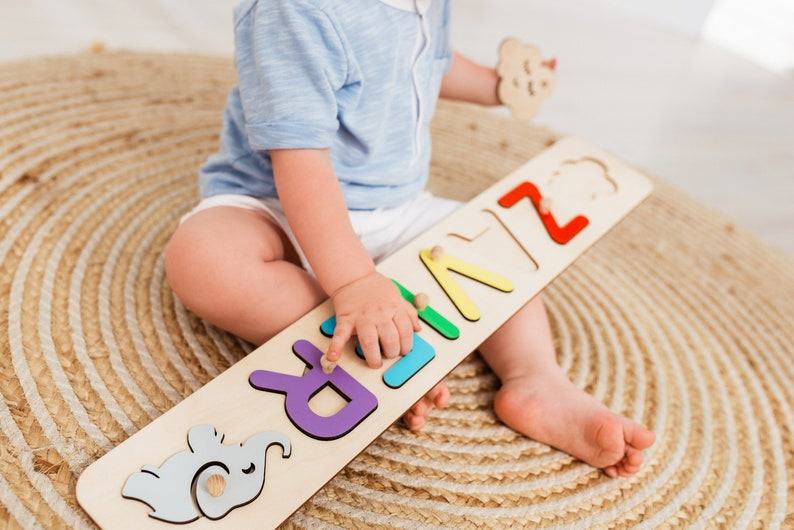 Personalized Name Puzzle with Pegs A Cherished Keepsake for First Christmas and Birthdays