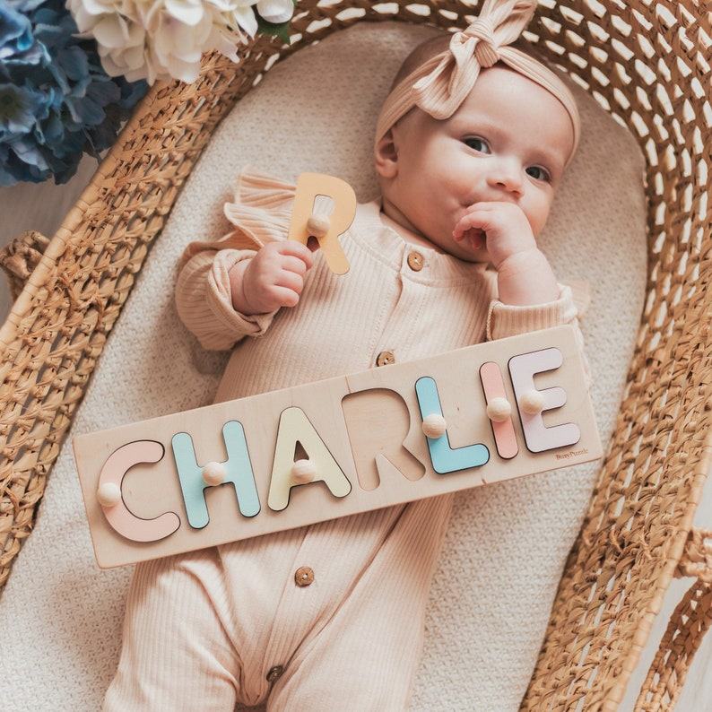 Personalized Name Puzzle with Pegs A Hoppy First Easter Item