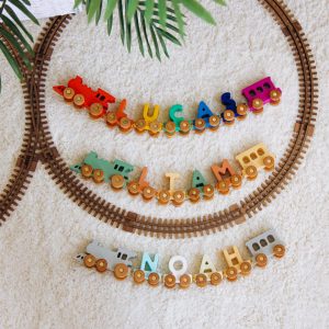 Personalized Name Train – Custom Wooden Letter Wagon – Baby Present, Nursery Decor, Birthday Toy