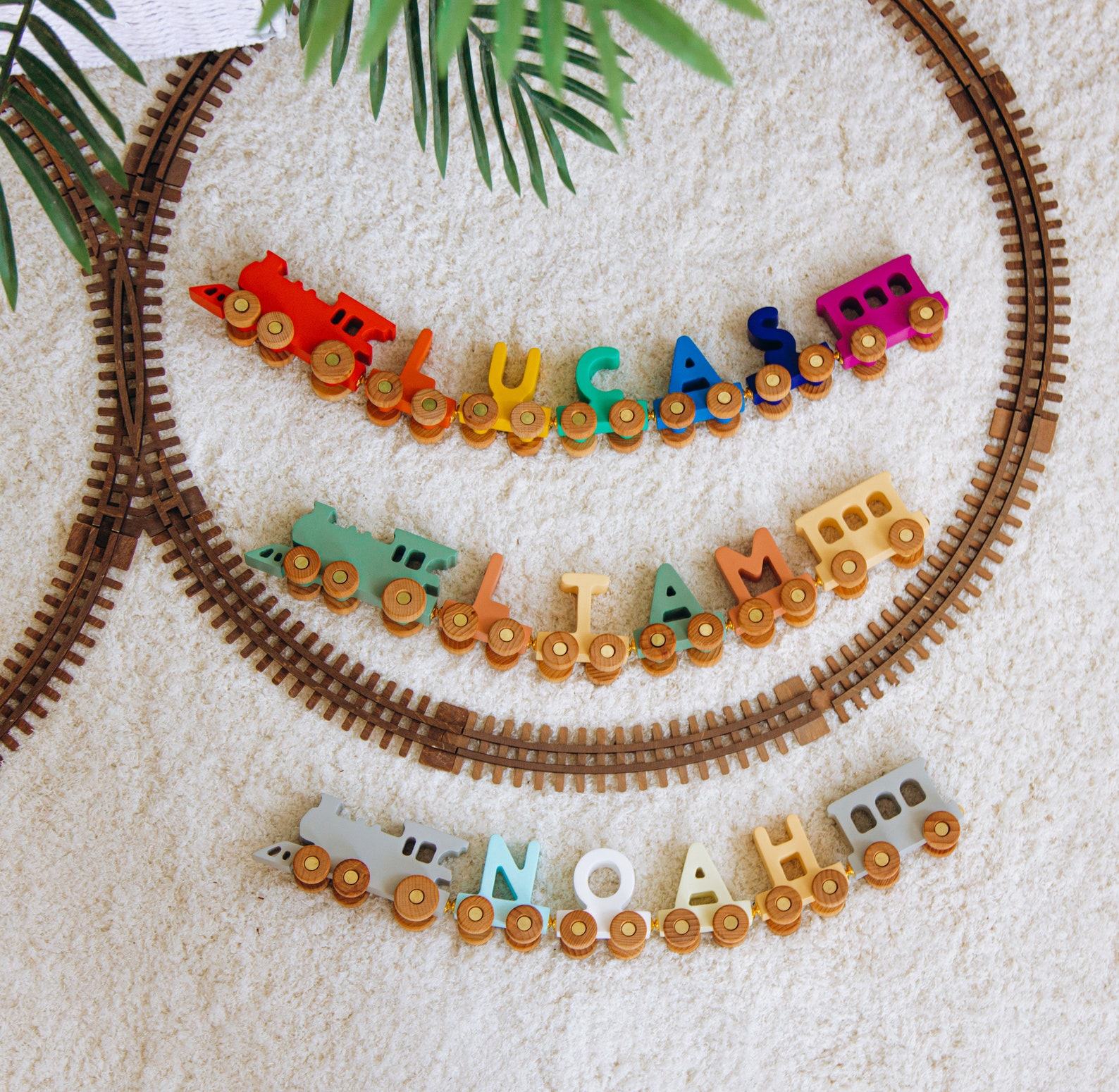 Personalized Name Train – Custom Wooden Letter Wagon – Baby Present, Nursery Decor, Birthday Toy