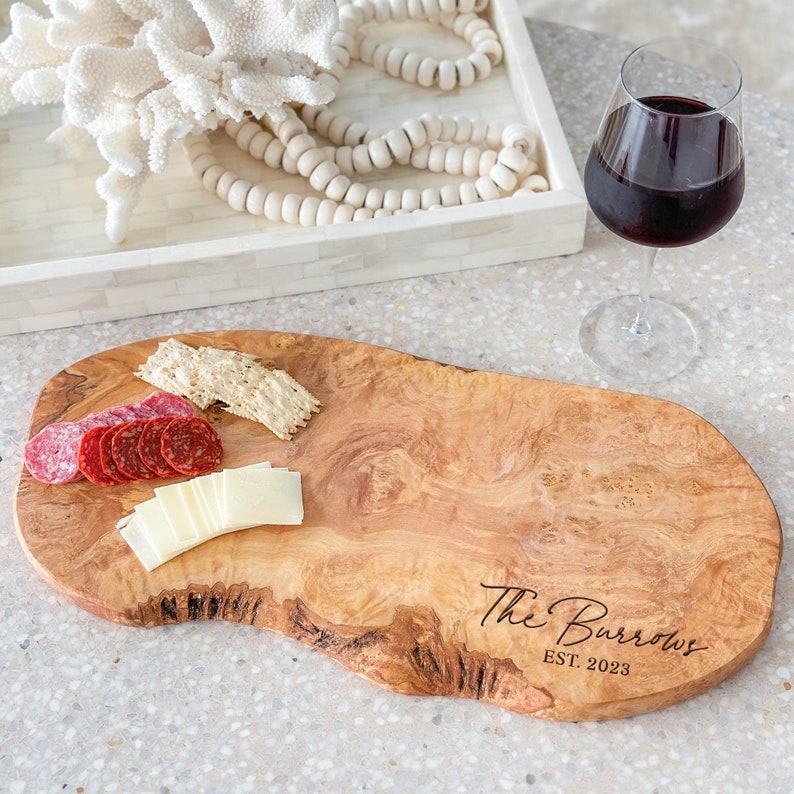 Personalized Olive Wood Charcuterie Board Rustic Elegance for Memorable Gatherings