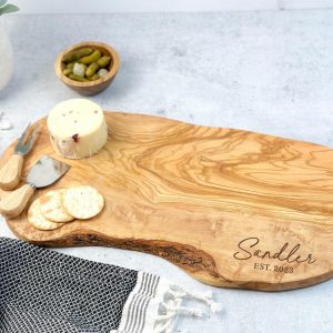 Personalized Olive Wood Charcuterie Board Rustic Elegance for Memorable Gatherings