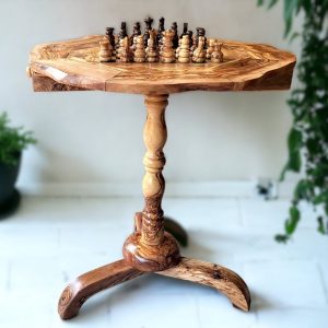 Personalized Olive Wood Chess Table A Timeless Item for Chess Enthusiasts