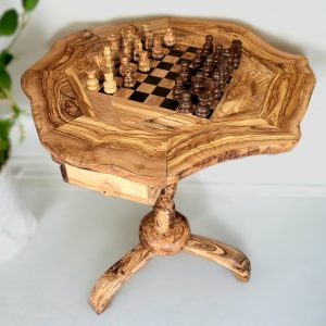 Personalized Olive Wood Chess Table A Timeless Item for Chess Enthusiasts