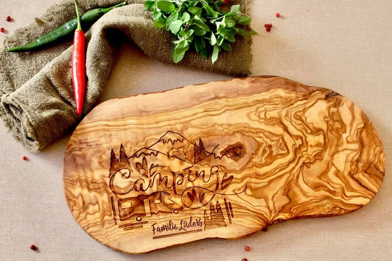 Personalized Olive Wood Cutting Board The Interesting Camping or Caravan Item