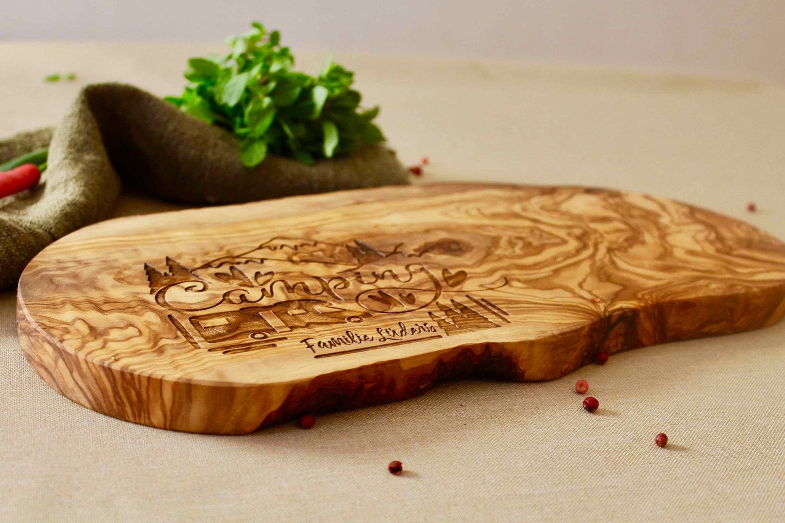 Personalized Olive Wood Cutting Board The Interesting Camping or Caravan Item - Image 2