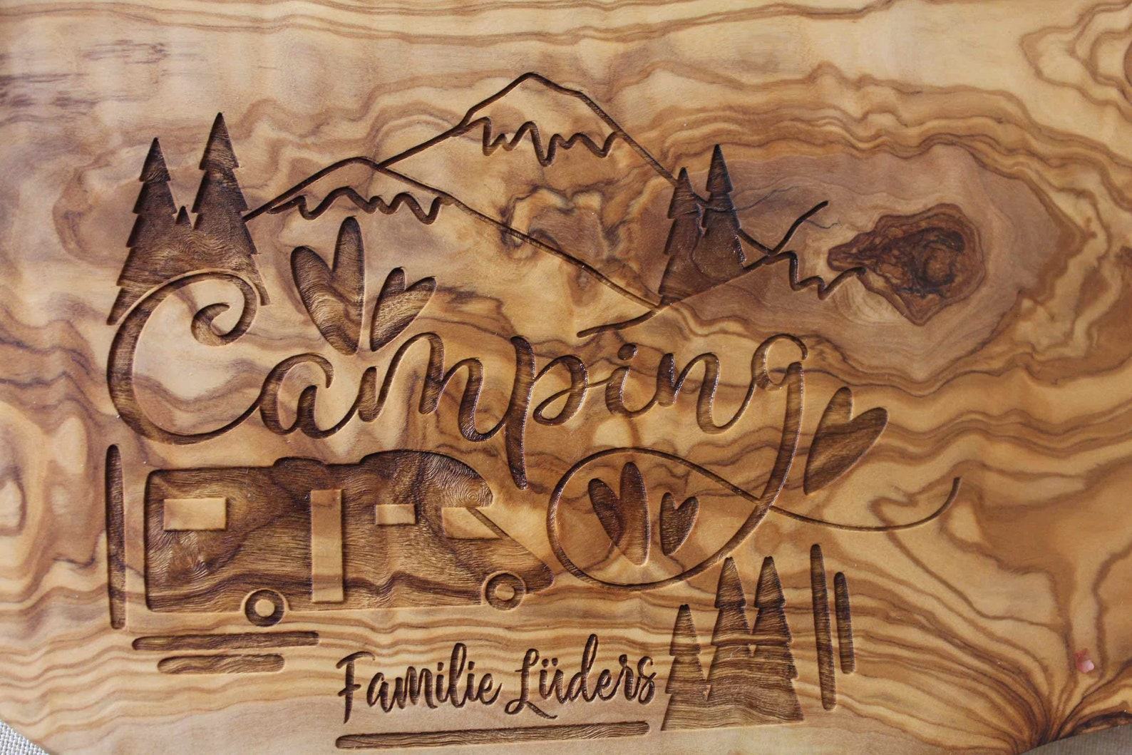 Personalized Olive Wood Cutting Board The Interesting Camping or Caravan Item - Image 3