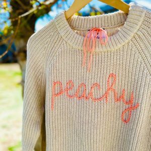 Personalized Organic Cotton Knit Sweater Hand-Embroidered, Custom-Stitched for You
