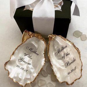 Personalized Oyster Shell Ring Dish A Timeless Treasure for the Mother of the Bride