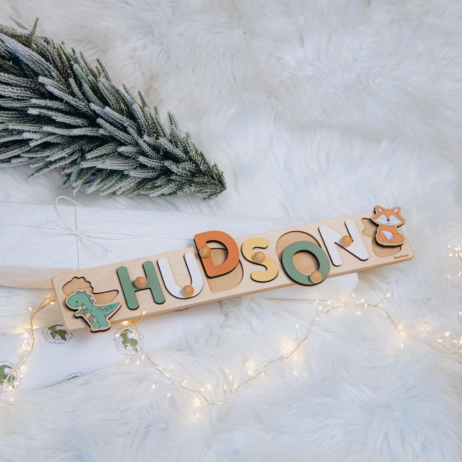 Personalized Pastel Name Puzzle  Montessori Christmas Present for Baby Girl & Toddler Nursery Decor