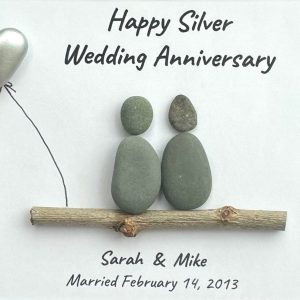 Personalized Pebble Art for Silver Wedding Anniversary A Timeless Treasure for 25 Years of Love