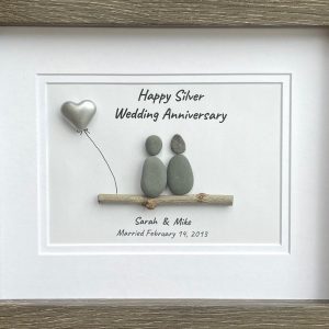 Personalized Pebble Art for Silver Wedding Anniversary A Timeless Treasure for 25 Years of Love