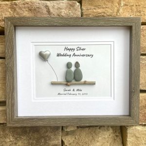 Personalized Pebble Art for Silver Wedding Anniversary A Timeless Treasure for 25 Years of Love