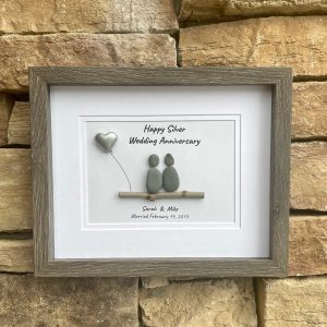 Personalized Pebble Art for Silver Wedding Anniversary A Timeless Treasure for 25 Years of Love