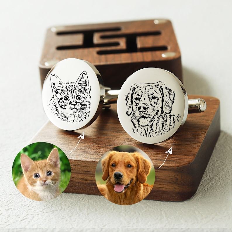 Personalized Pet Cufflinks A Unique Keepsake for the Groom on His Wedding Day