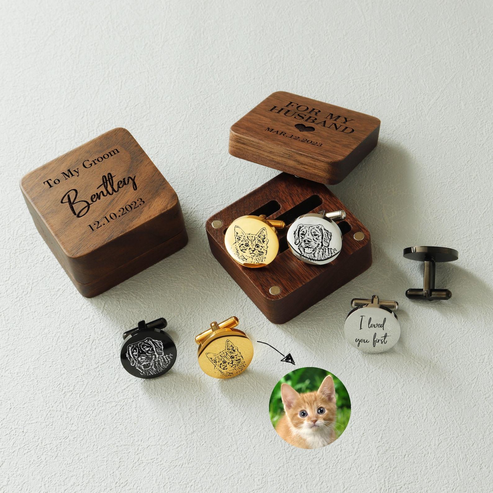 Personalized Pet Cufflinks A Unique Keepsake for the Groom on His Wedding Day