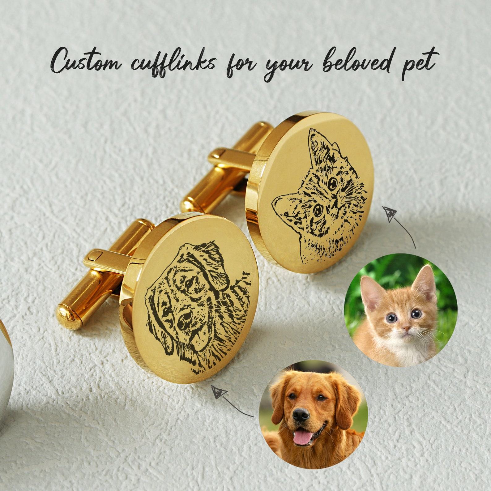 Personalized Pet Cufflinks A Unique Keepsake for the Groom on His Wedding Day