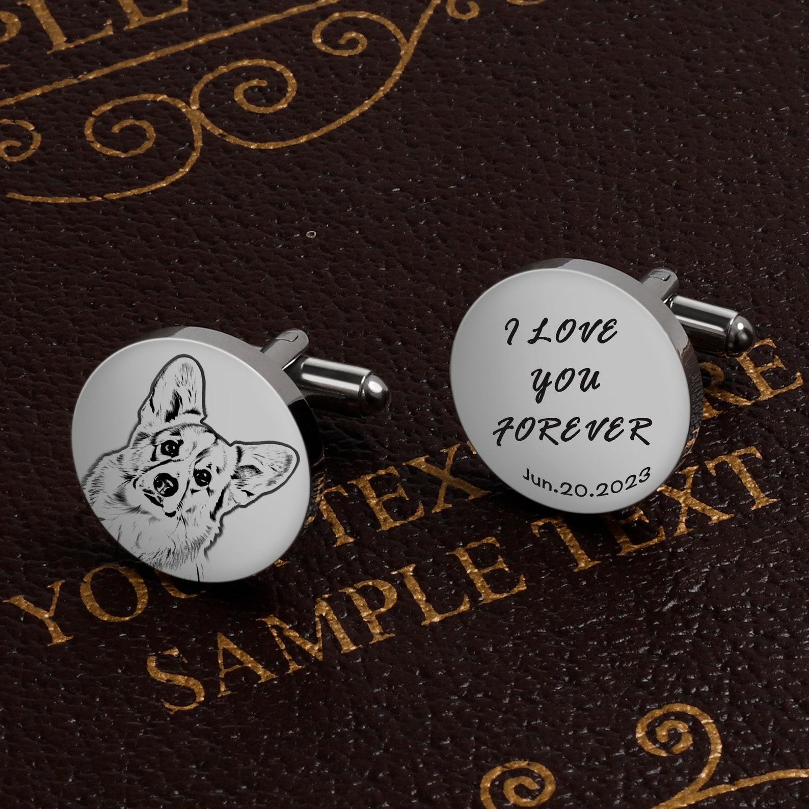 Personalized Pet Portrait Cufflinks Cherish Your Furry Friend’s Memory