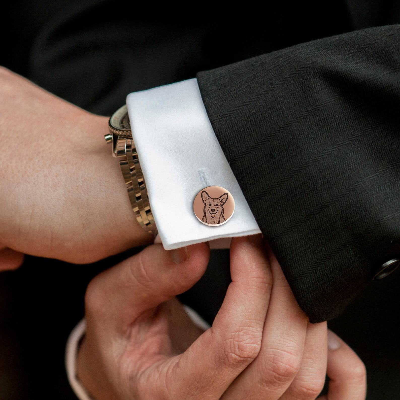 Personalized Pet Portrait Cufflinks Cherish Your Furry Friend’s Memory